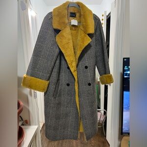 Dolce Cabo Plaid Jacket with Yellow Faux Fur